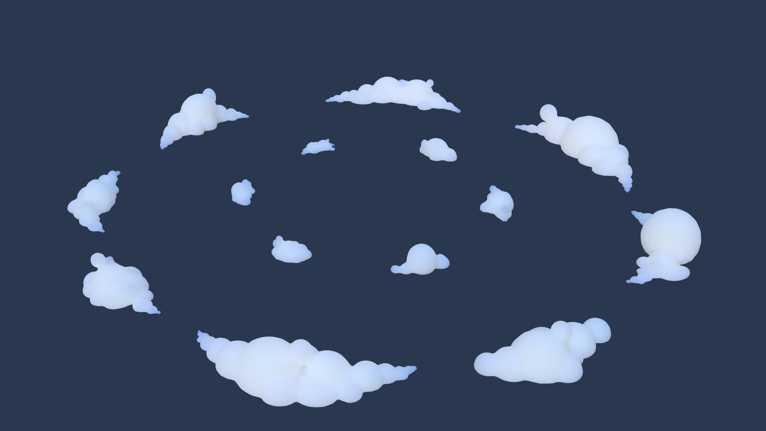 Cartoon Clouds Stylized Cloud Pack for 3D Environments 3 Sets Low-poly 3D model_3