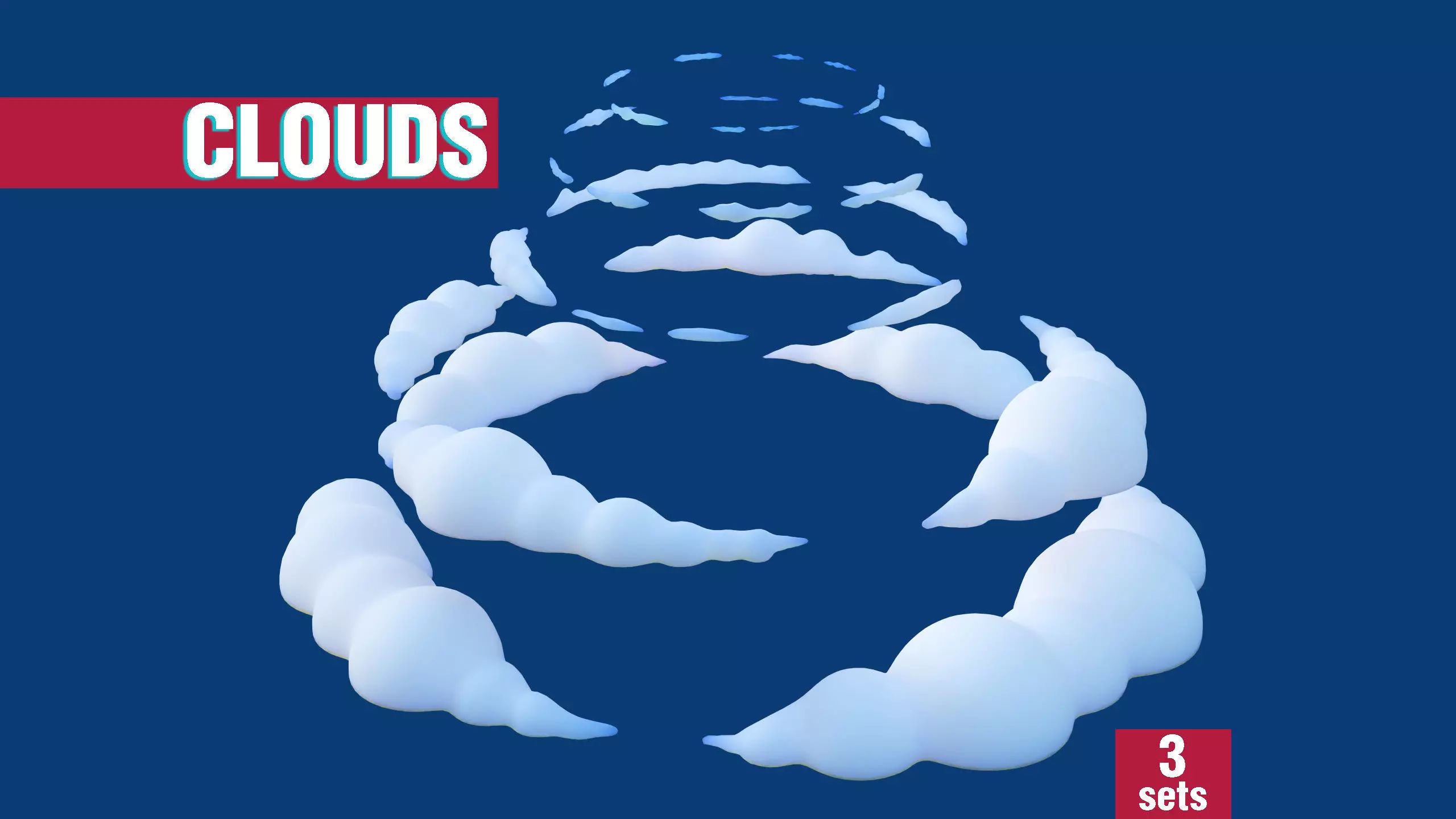 Cartoon Clouds Stylized Cloud Pack for 3D Environments 3 Sets Low-poly 3D model_0