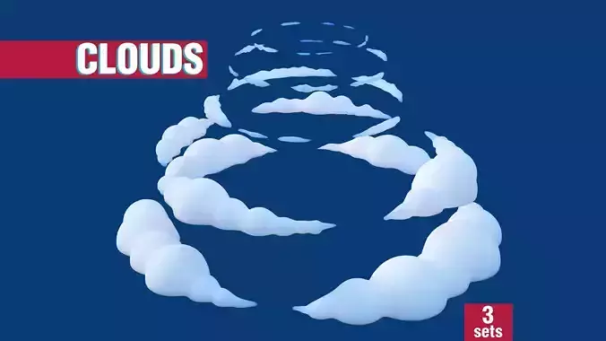 Cartoon Clouds Stylized Cloud Pack for 3D Environments 3 Sets