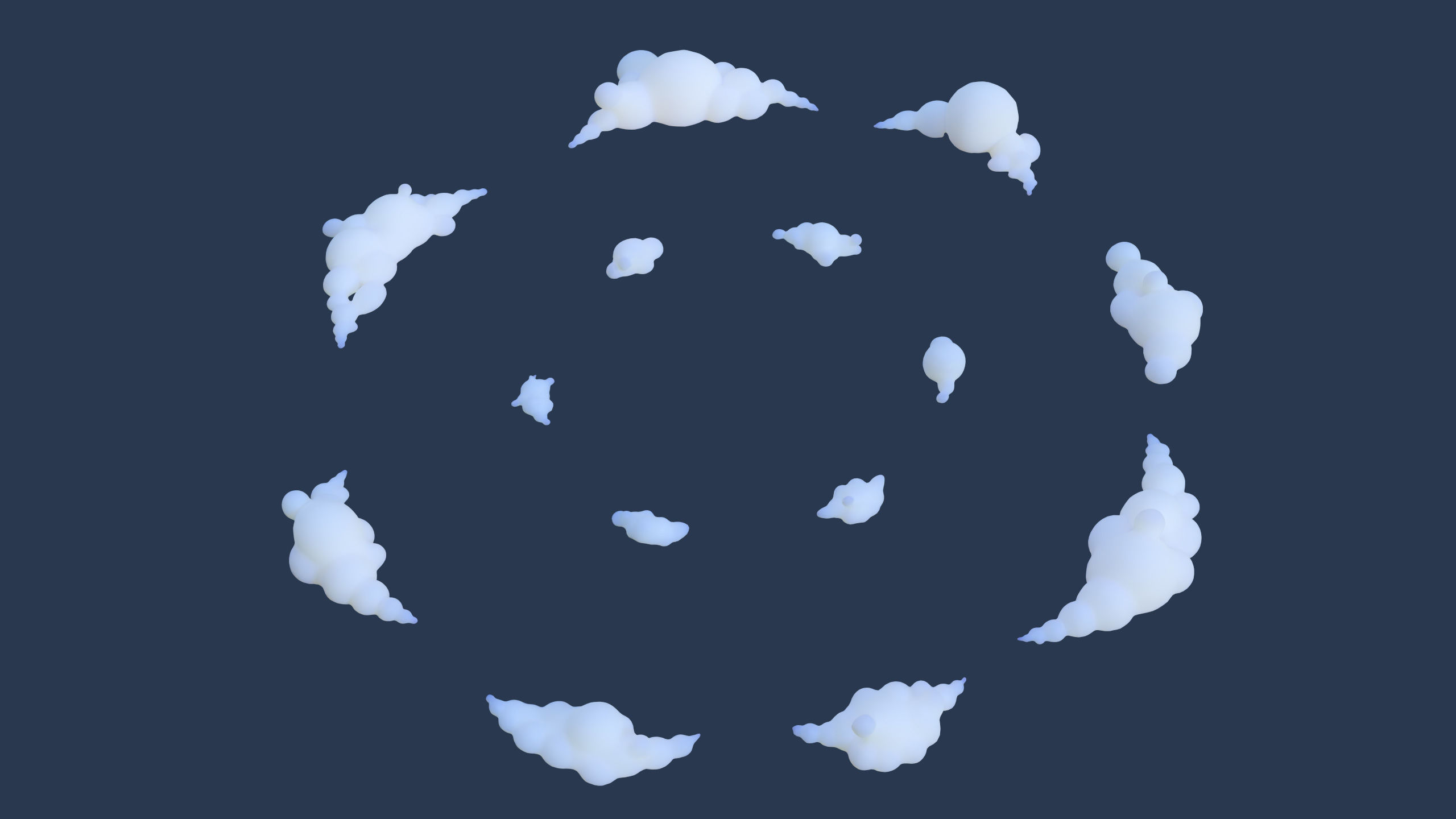 Cartoon Clouds Stylized Cloud Pack for 3D Environments 3 Sets Low-poly 3D model_4