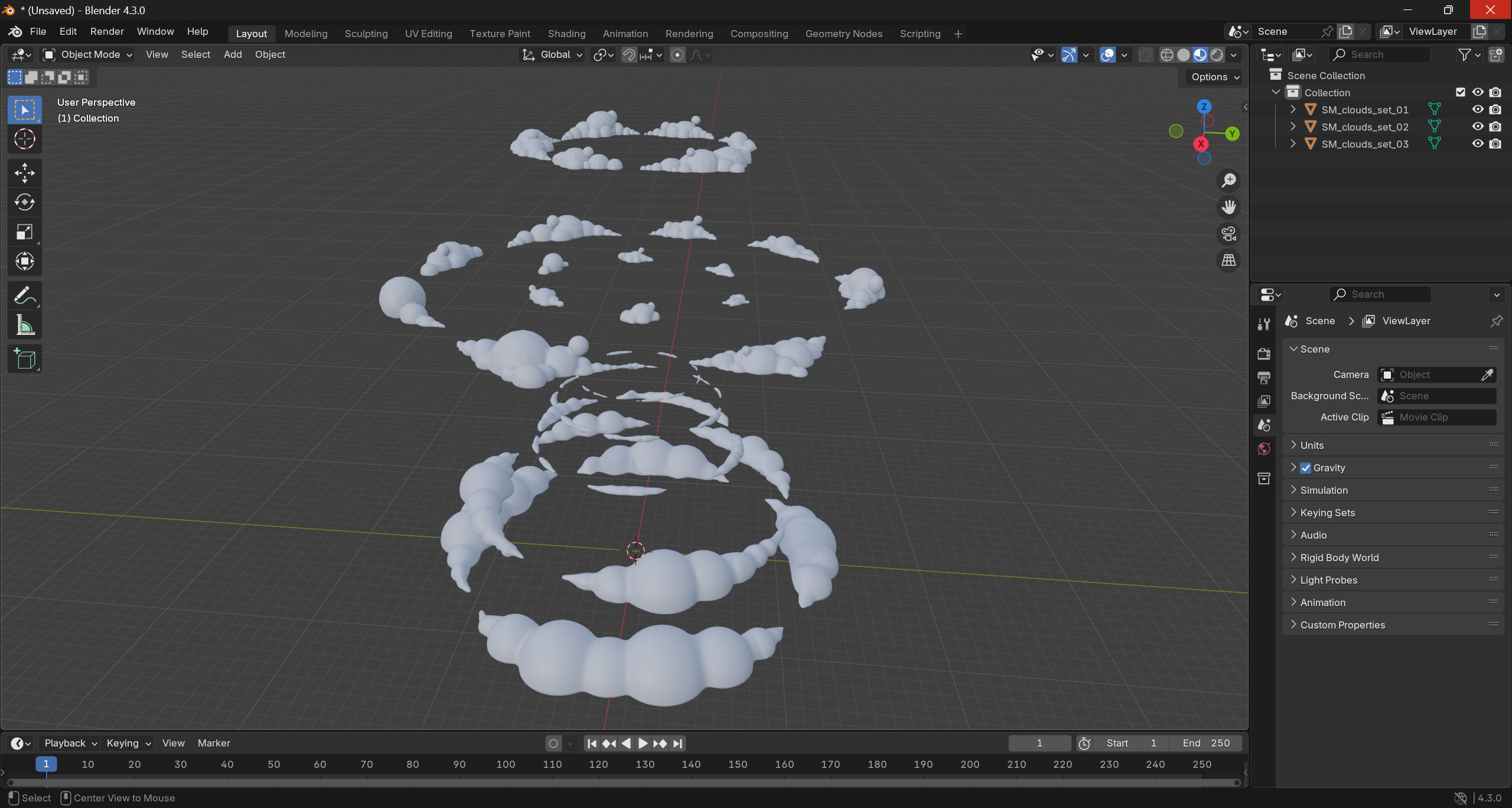 Cartoon Clouds Stylized Cloud Pack for 3D Environments 3 Sets Low-poly 3D model_22