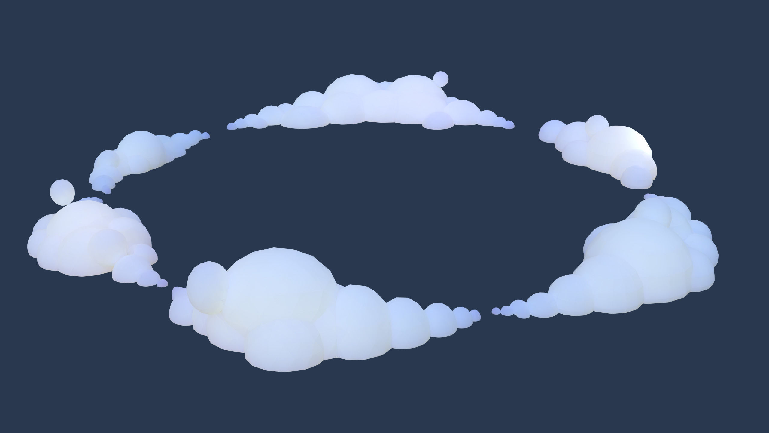 Cartoon Clouds Stylized Cloud Pack for 3D Environments 3 Sets Low-poly 3D model_11