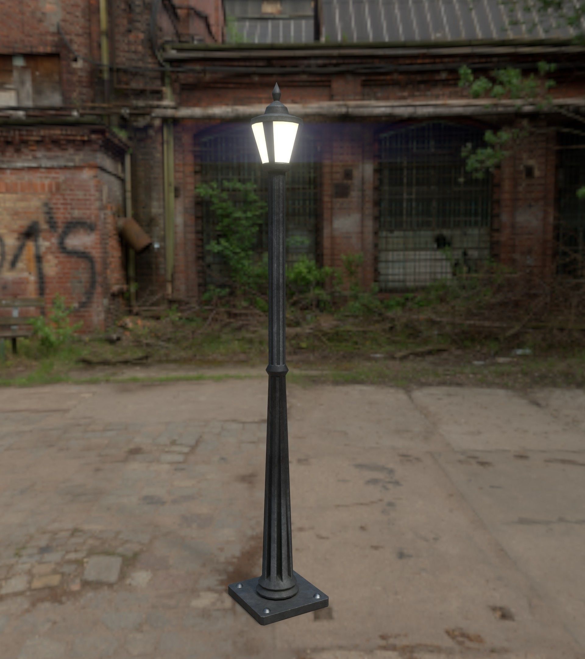 Lamp Post 1 Low-poly 3D model_4