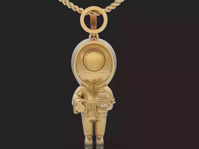 Squid Game  Circle Pink Soldier pendant Silver