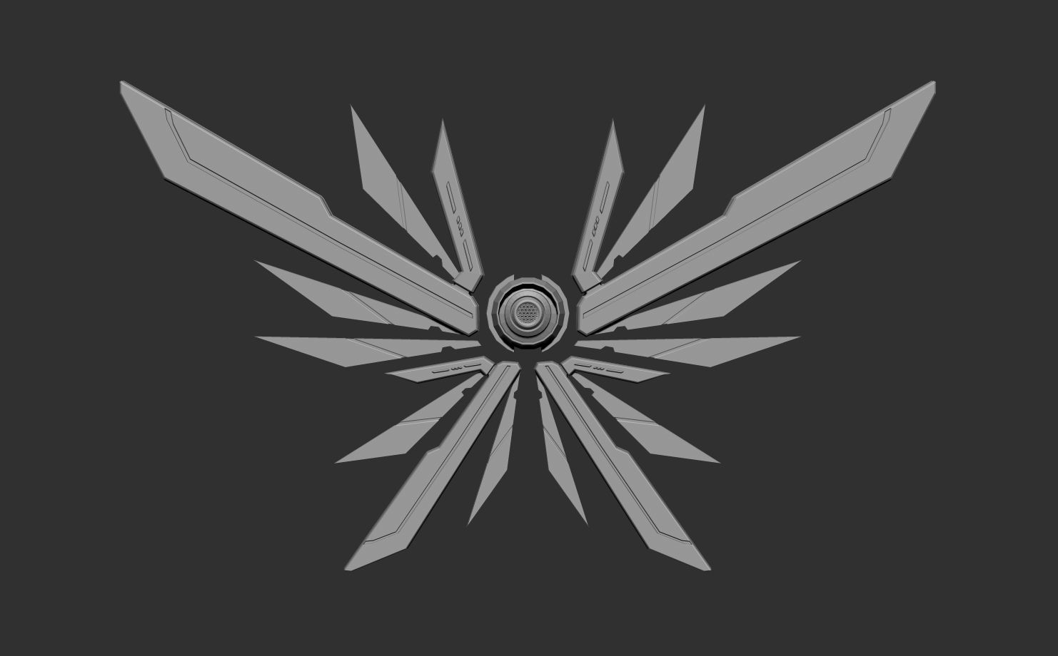 Mechanic Wing Low-poly 3D model_11