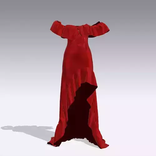 DRESS RED ASYMETRIC HEART NECK 3D model