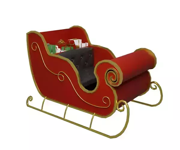 Santa sleigh Low-poly 3D model