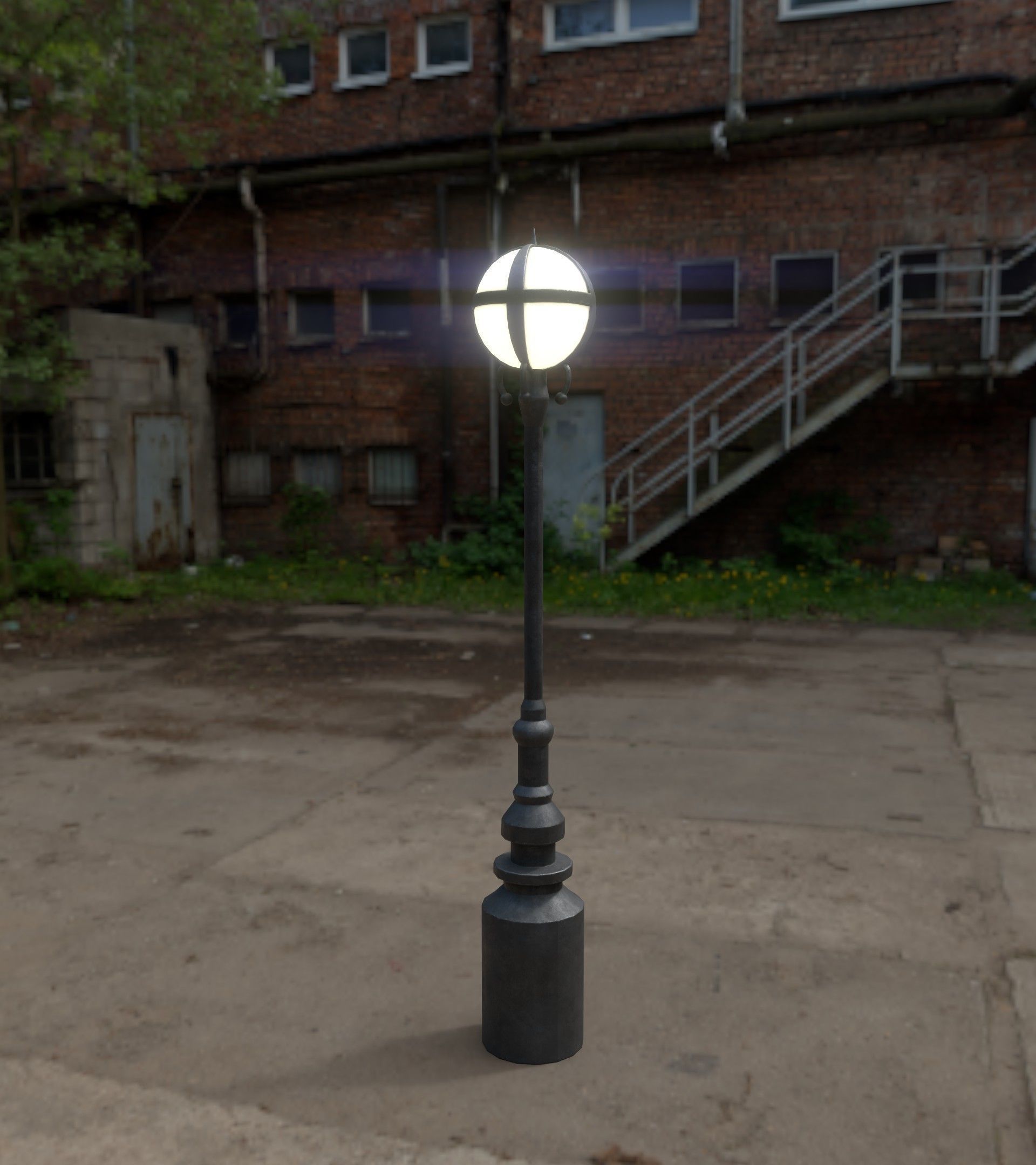 Lamp Post 3 Low-poly 3D model_4
