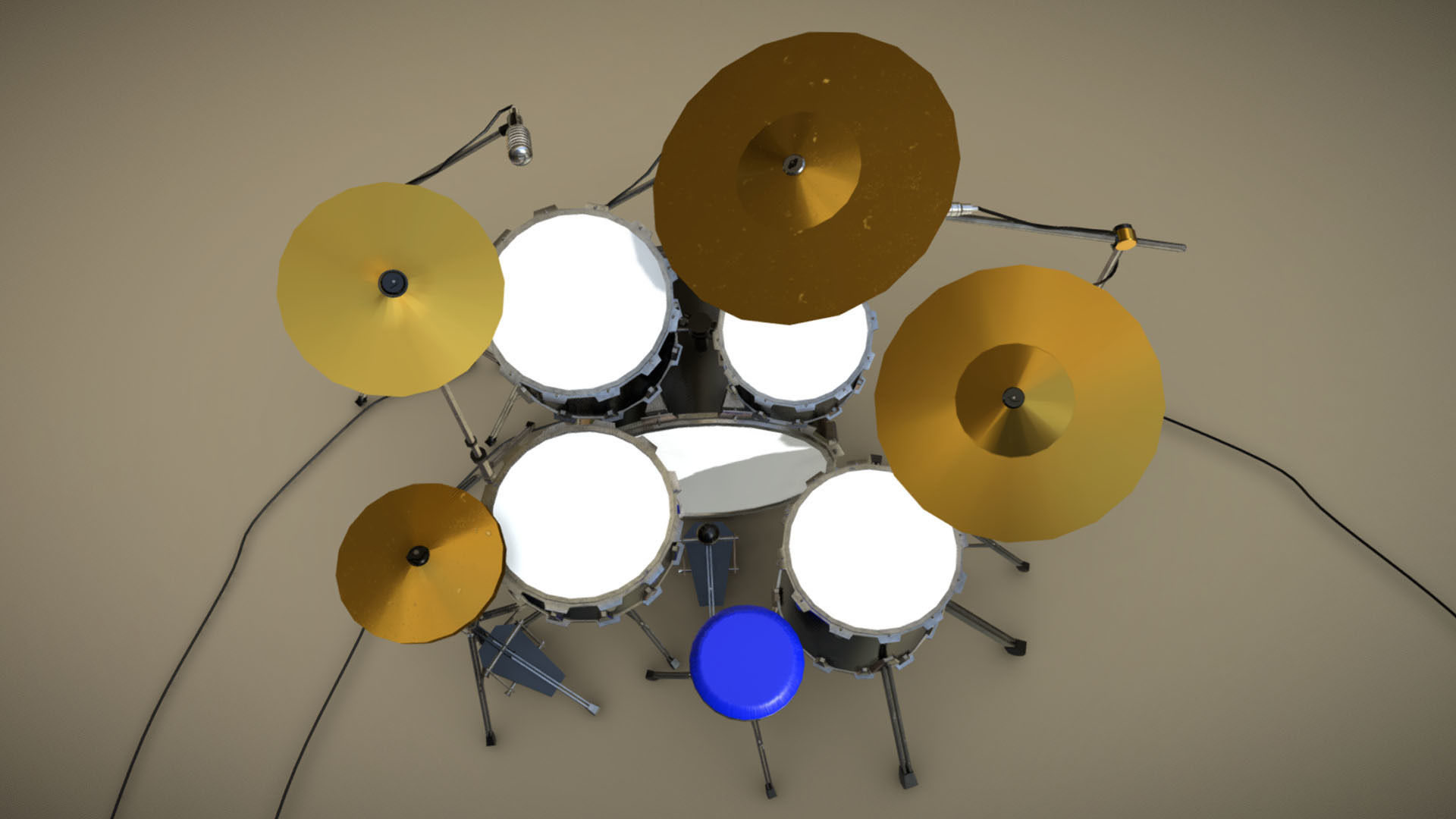 Drums drum set Low-poly 3D model_5
