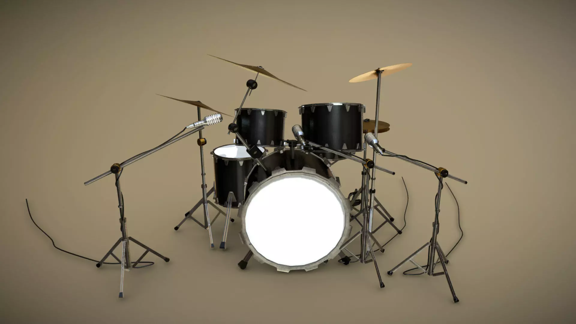 Drums drum set Low-poly 3D model_0