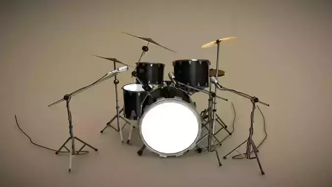 Drums drum set Low-poly 3D model