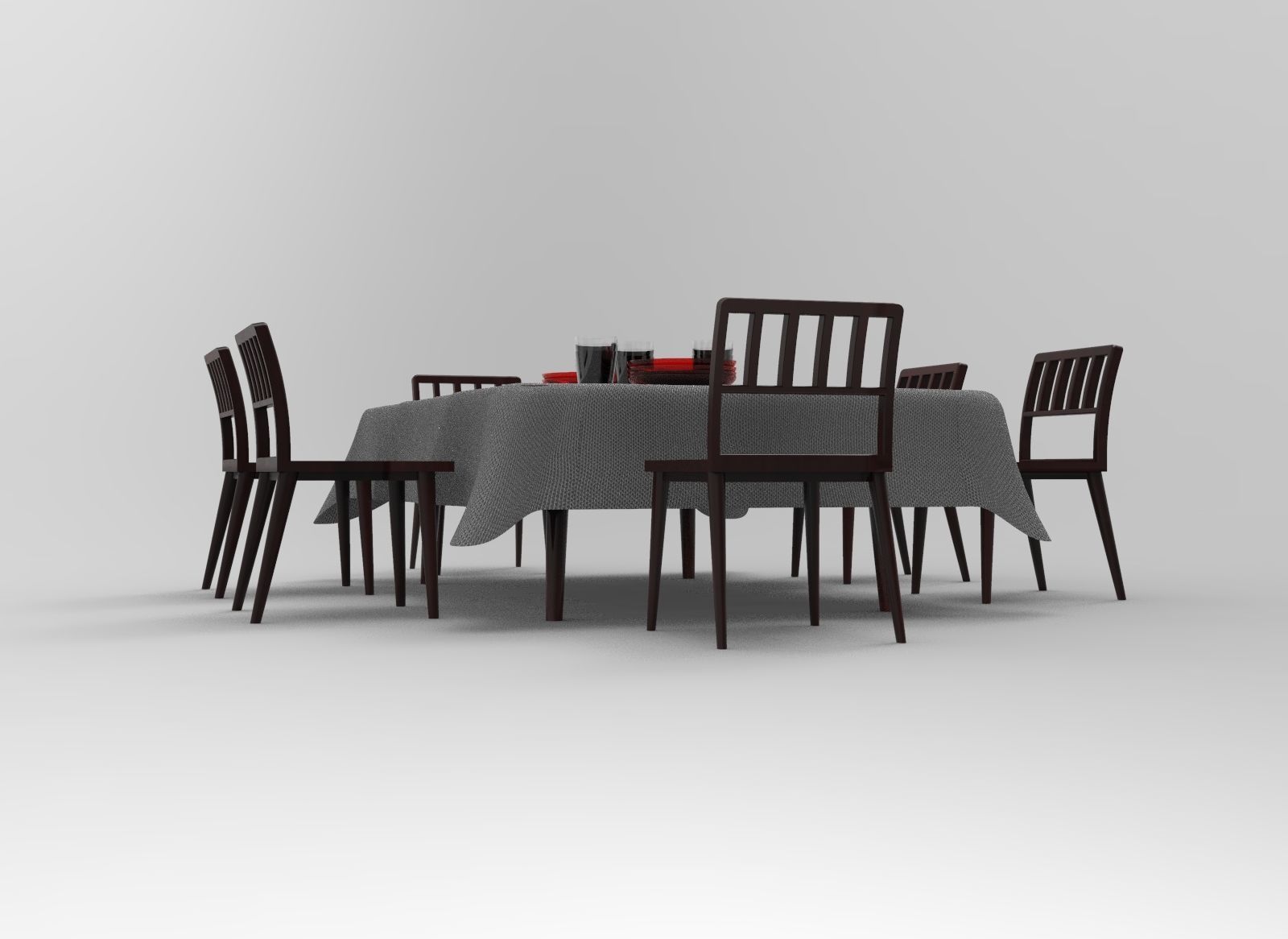 Dining Table  Low-poly 3D model_3