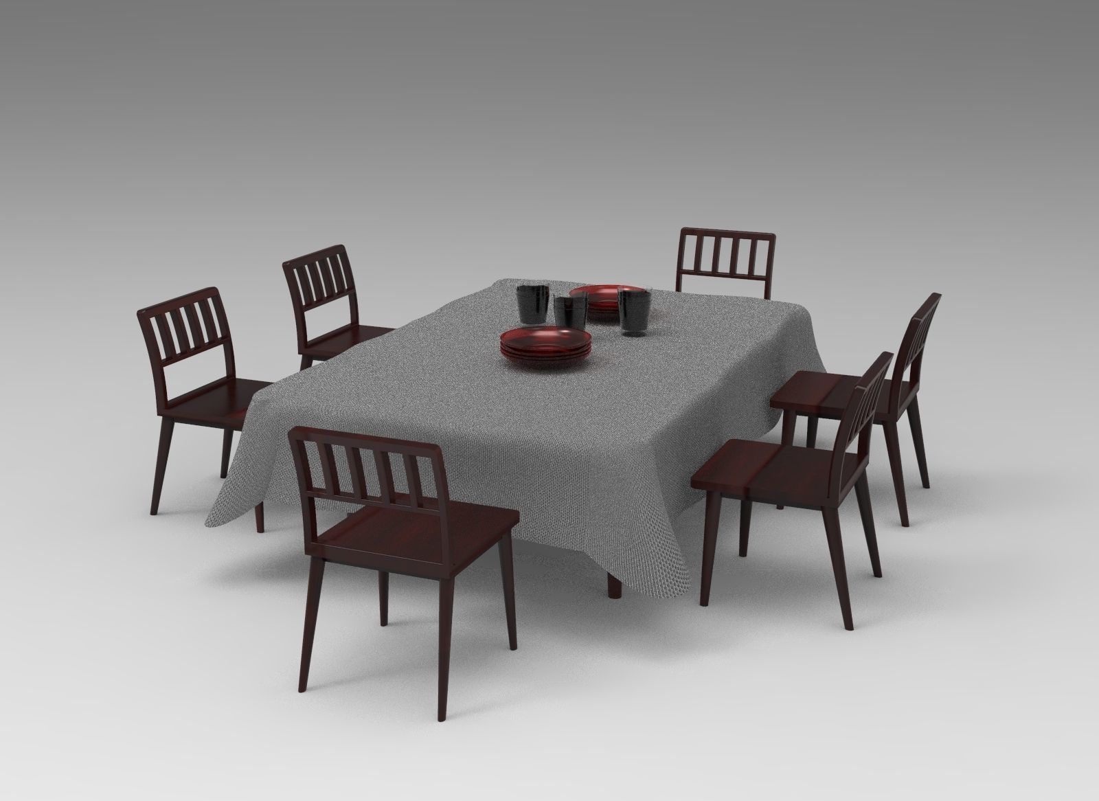 Dining Table  Low-poly 3D model_1