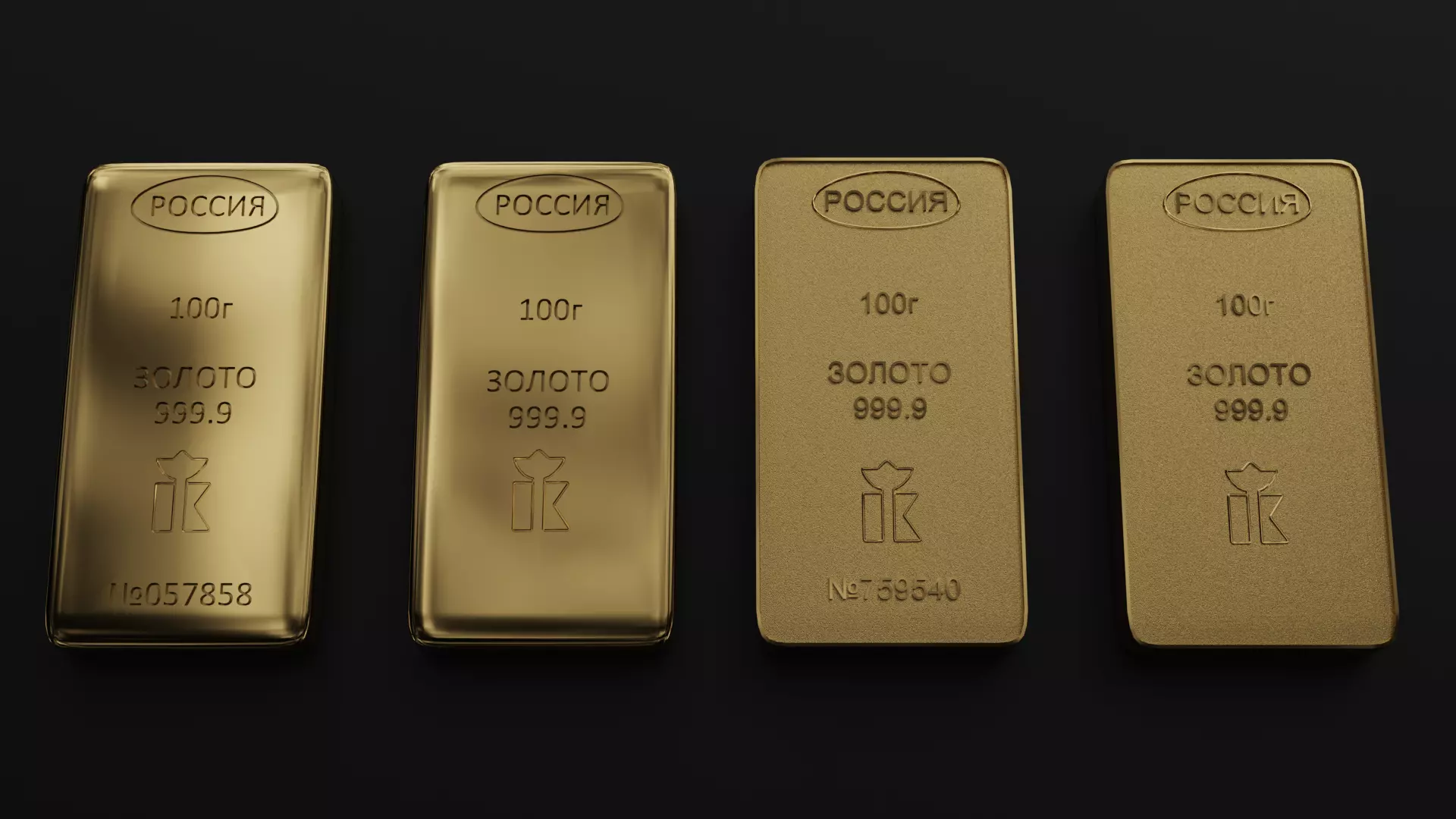 Gold bars 100gr 3D model_0