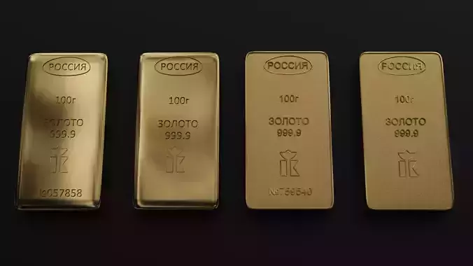 Gold bars 100gr 3D model