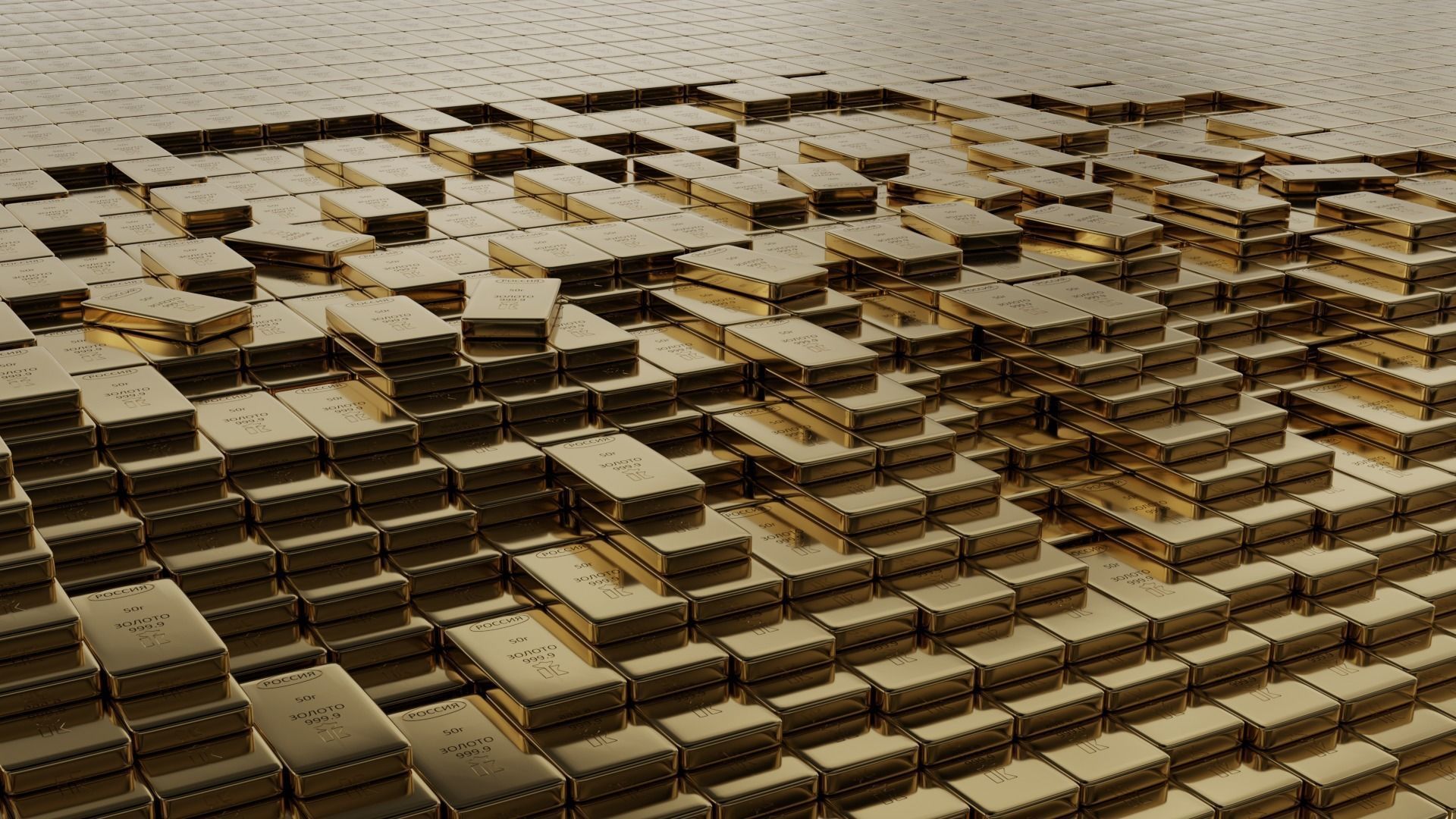 Gold bars 50gr 3D model_5