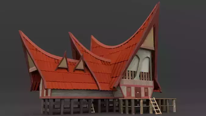 Indonesia Traditional Batak House 3D model
