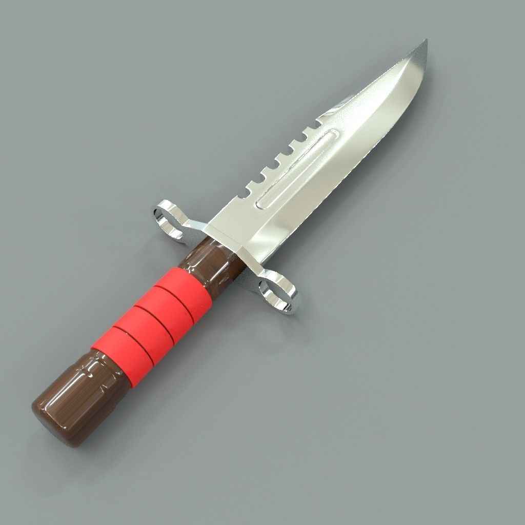 Knife with handle 3D model_1