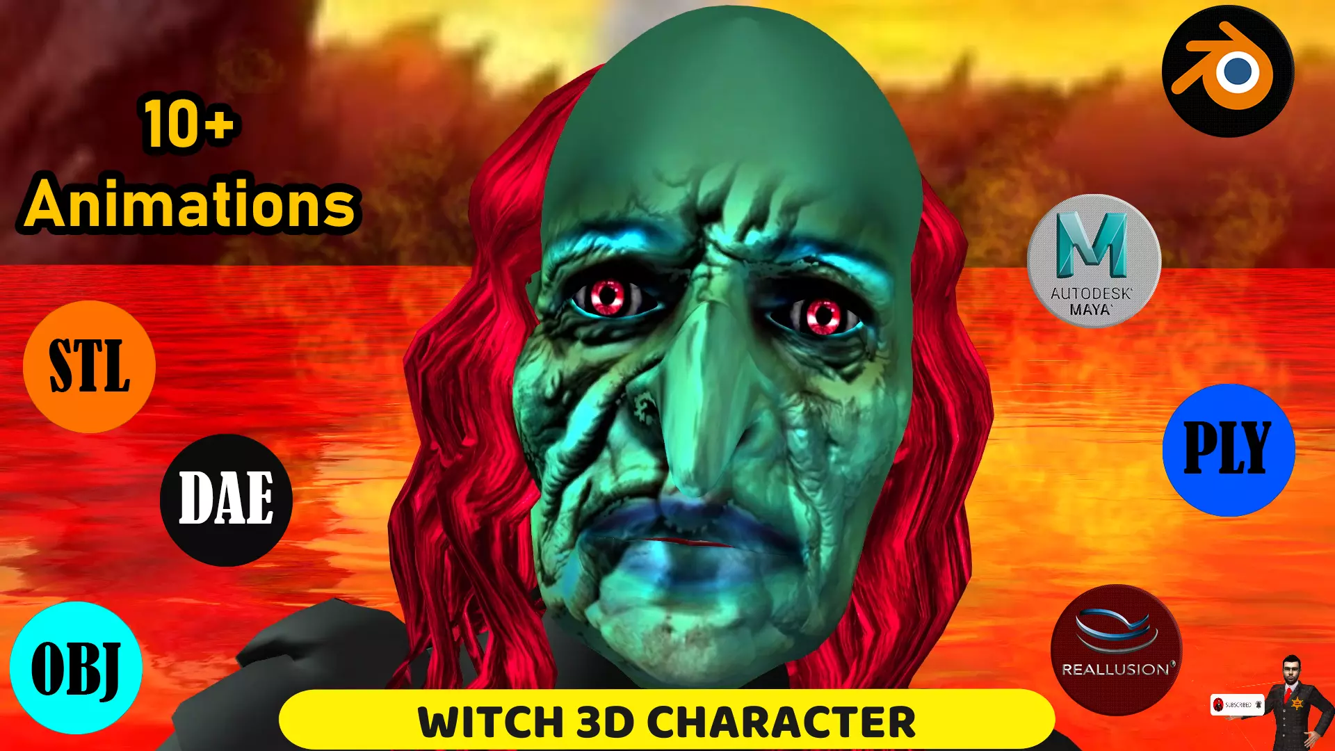 Witch with Animation 3D model_0