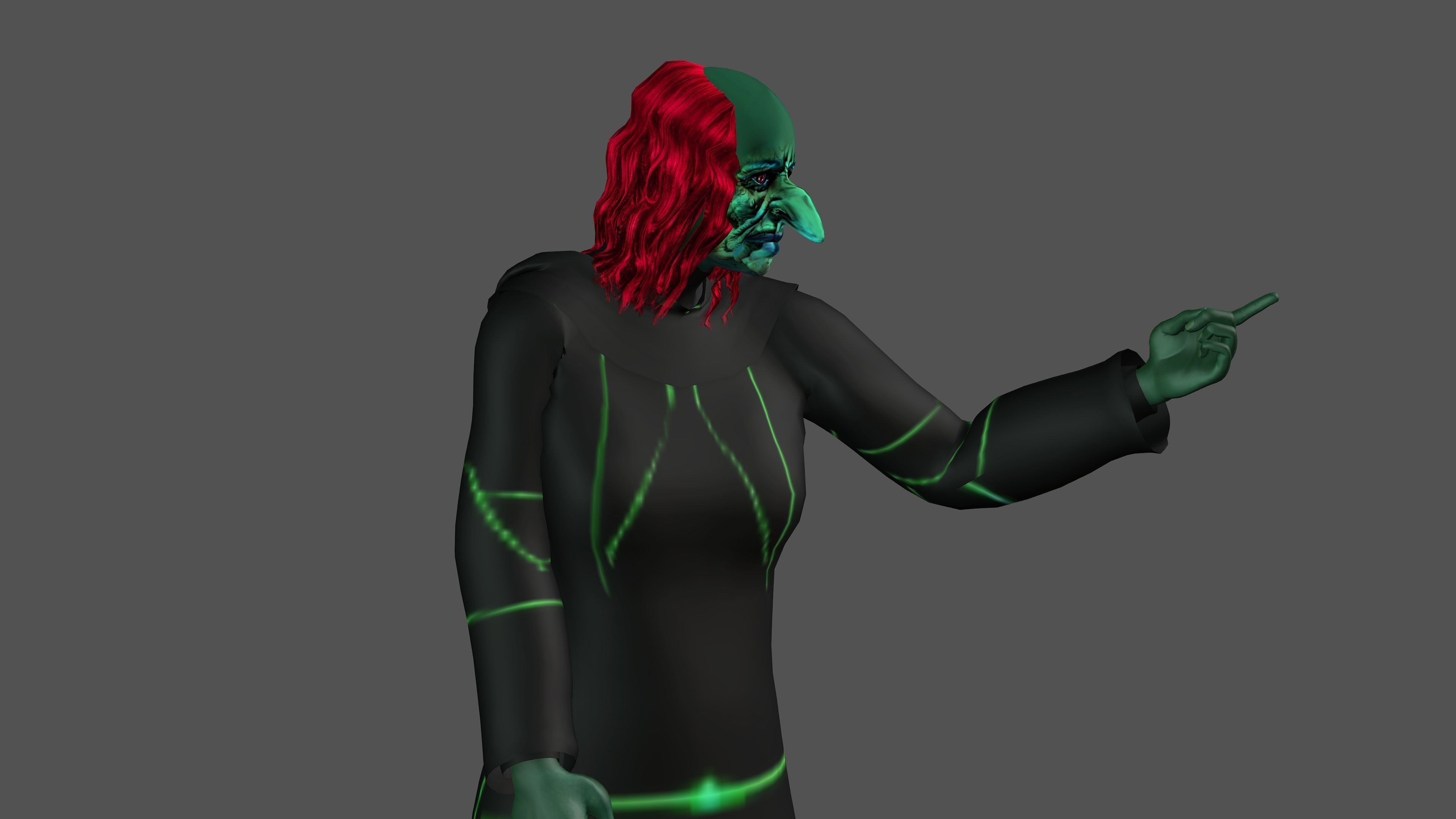 Witch with Animation 3D model_10