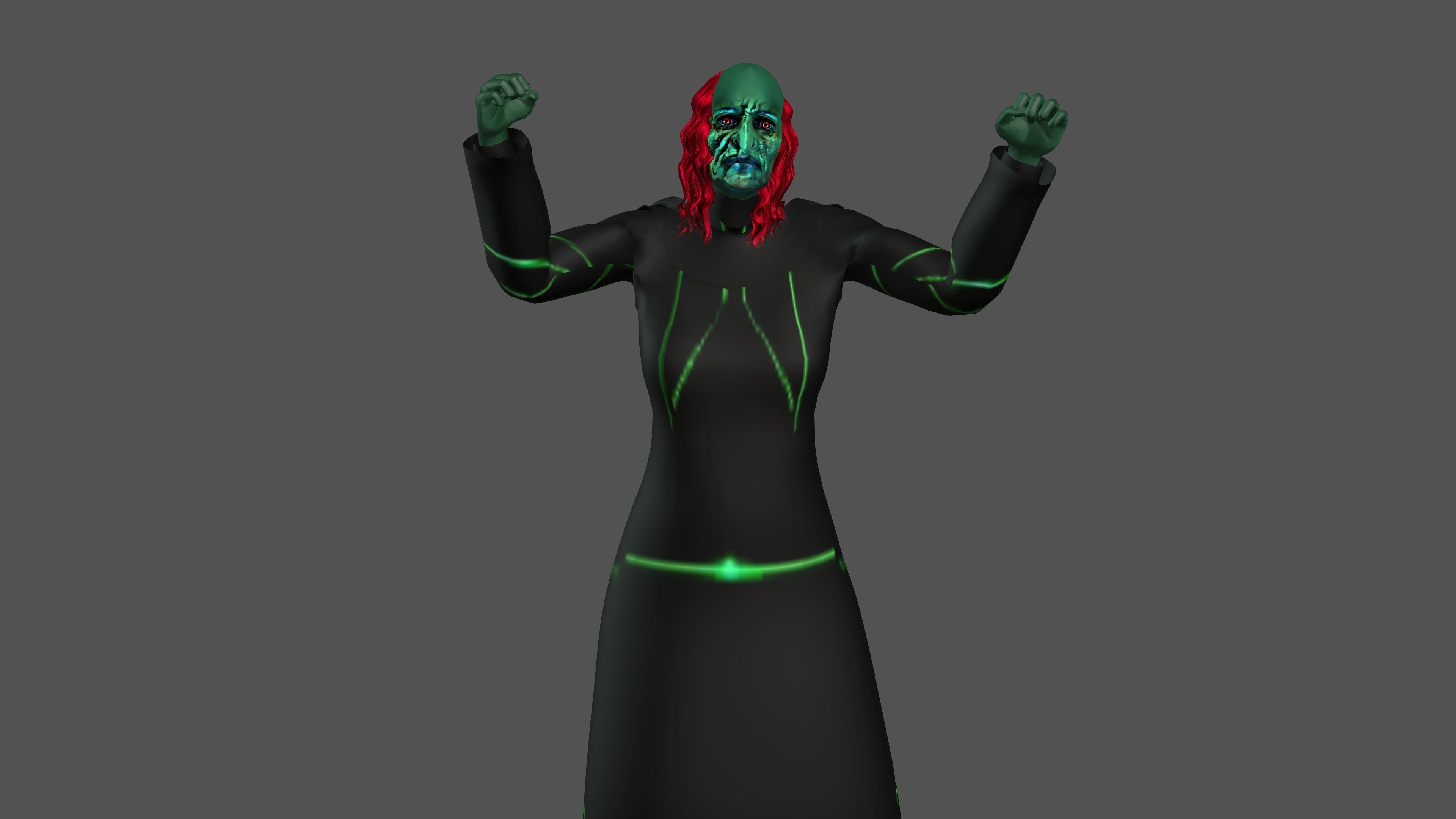 Witch with Animation 3D model_9
