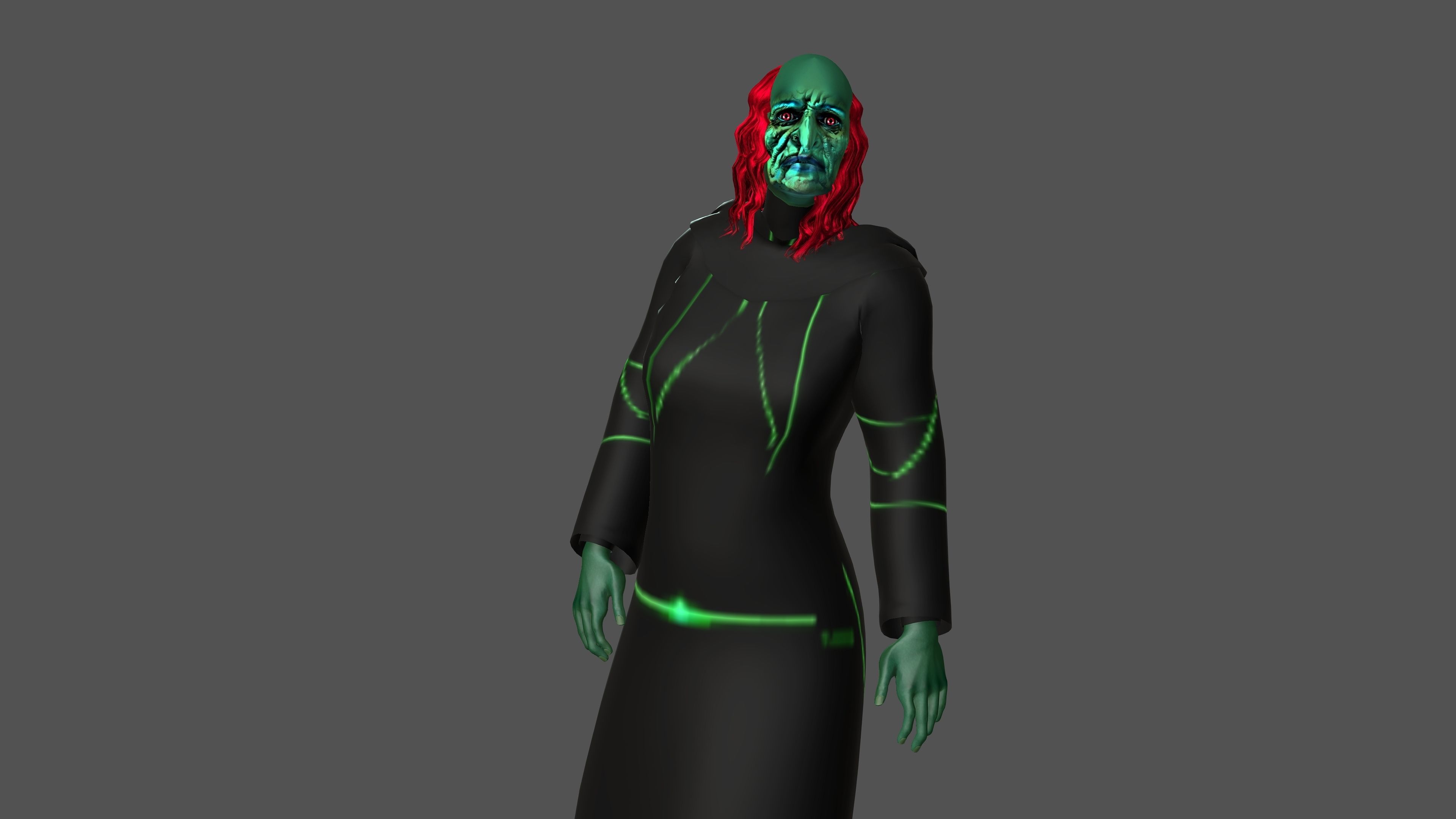 Witch with Animation 3D model_13