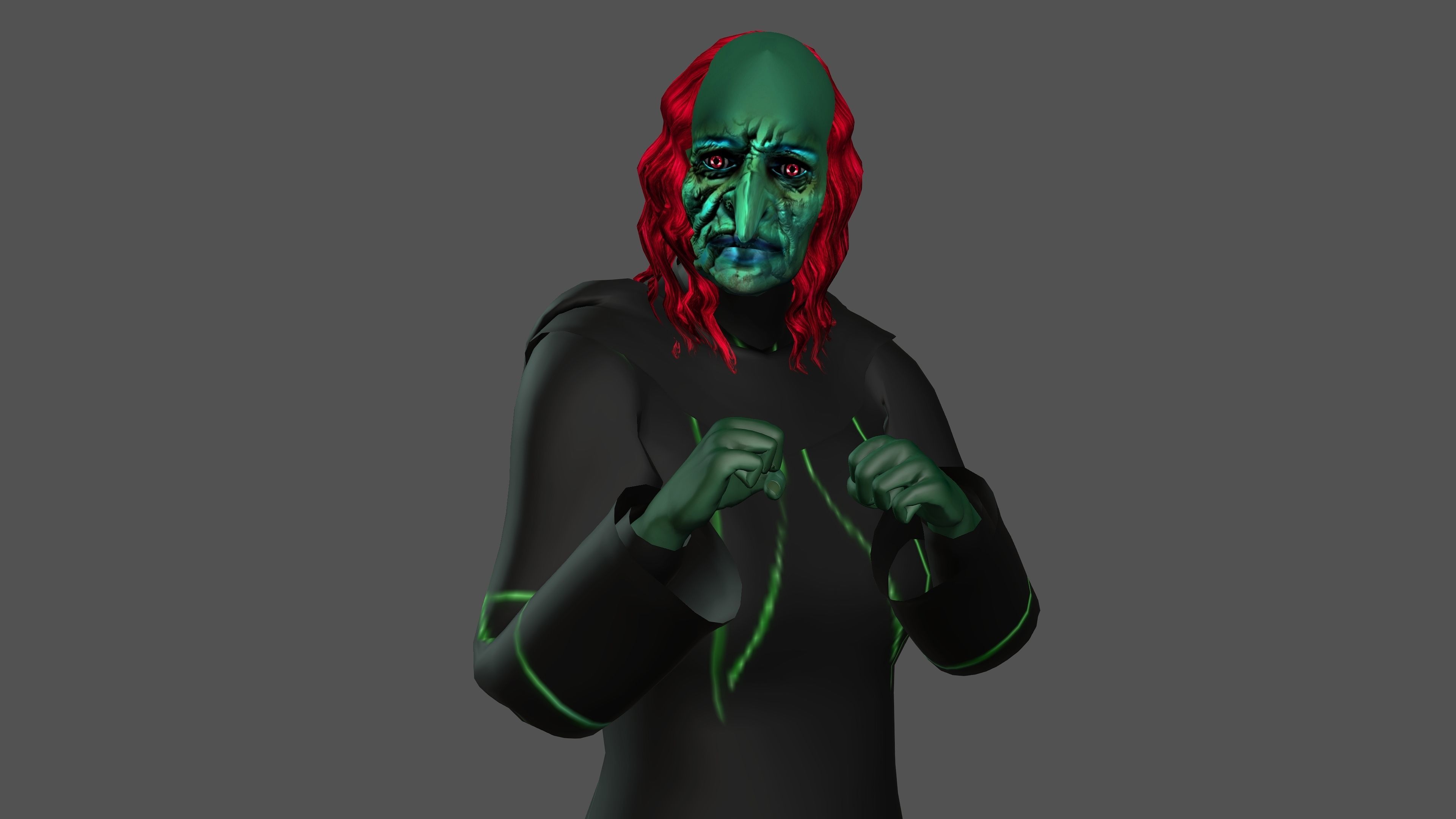 Witch with Animation 3D model_5