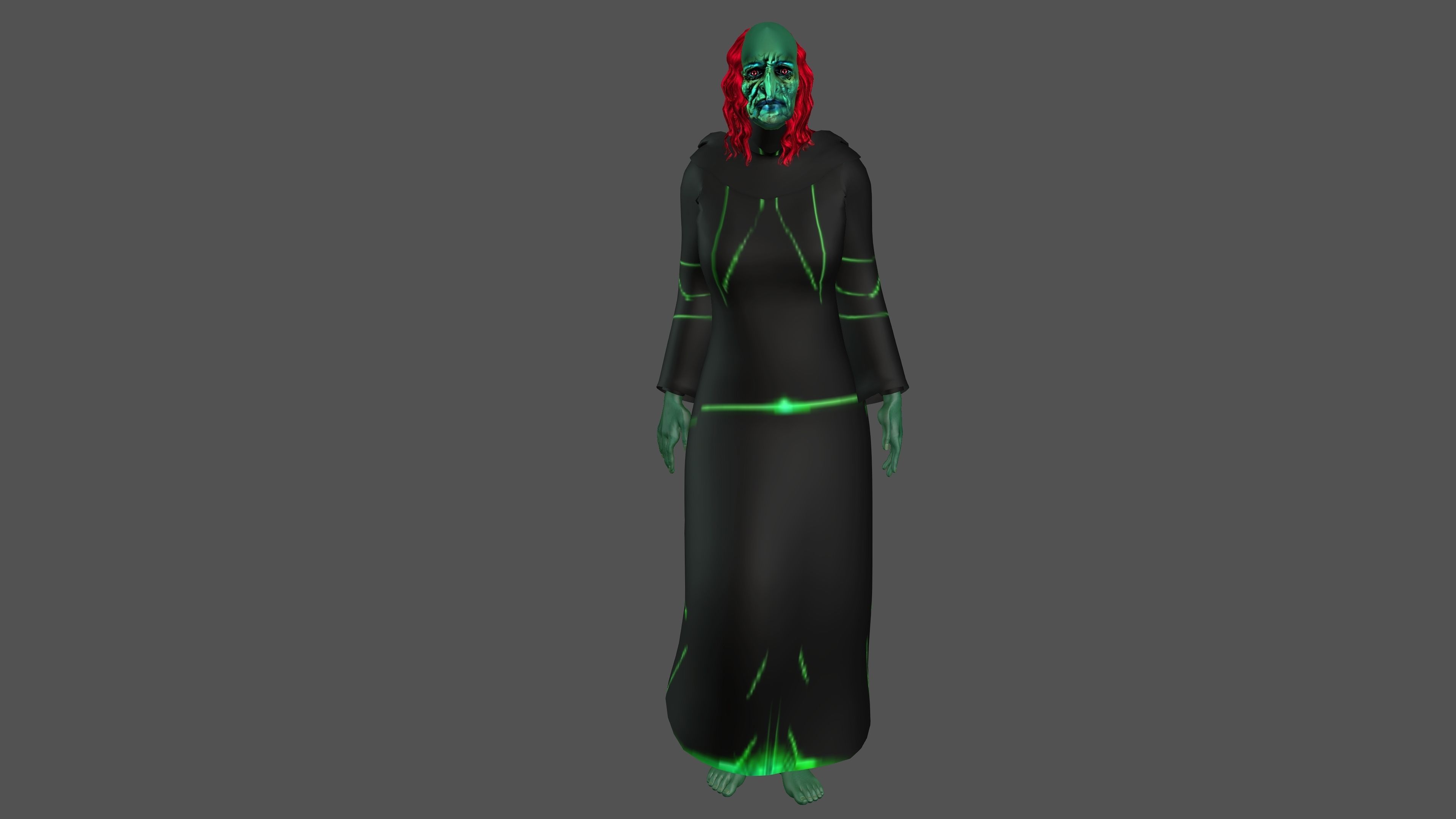 Witch with Animation 3D model_2