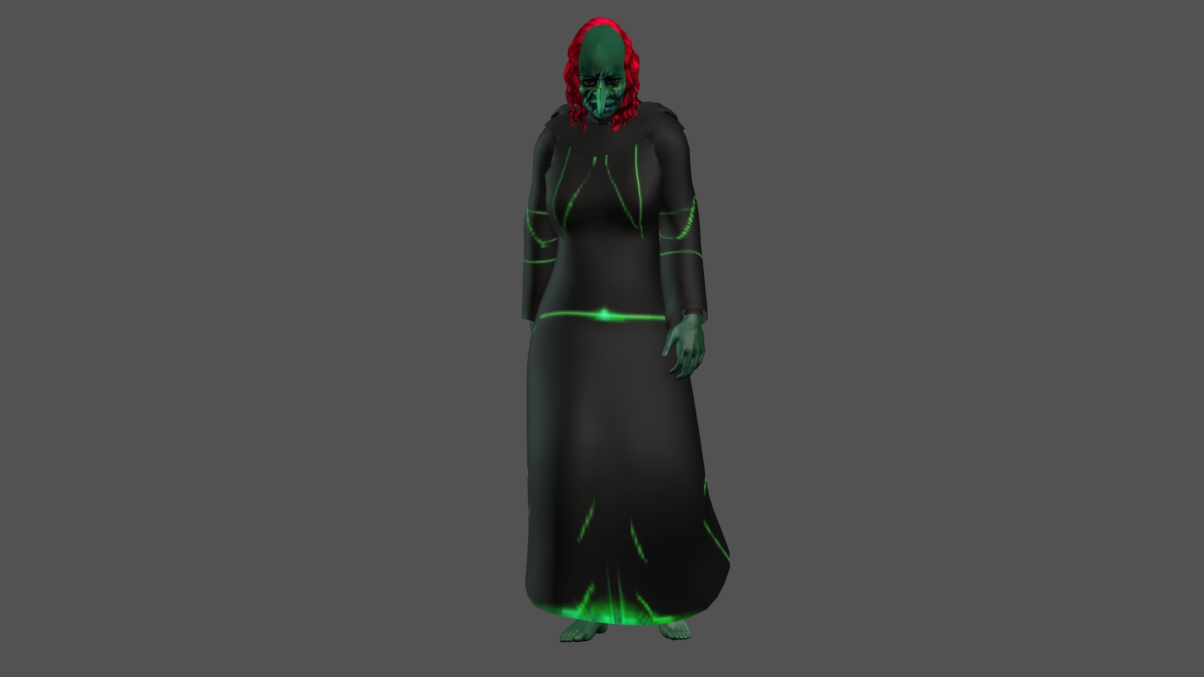 Witch with Animation 3D model_14