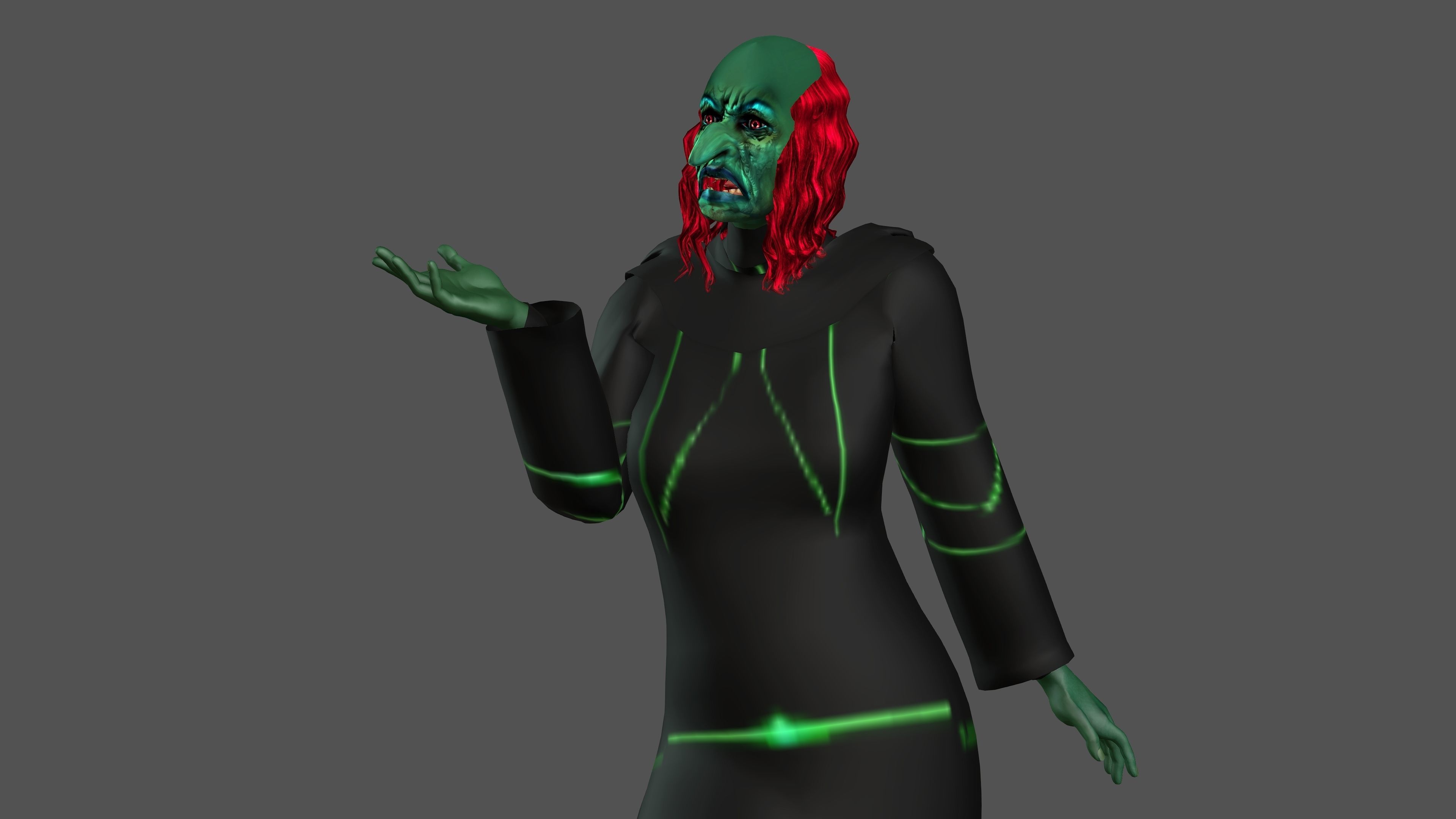 Witch with Animation 3D model_6
