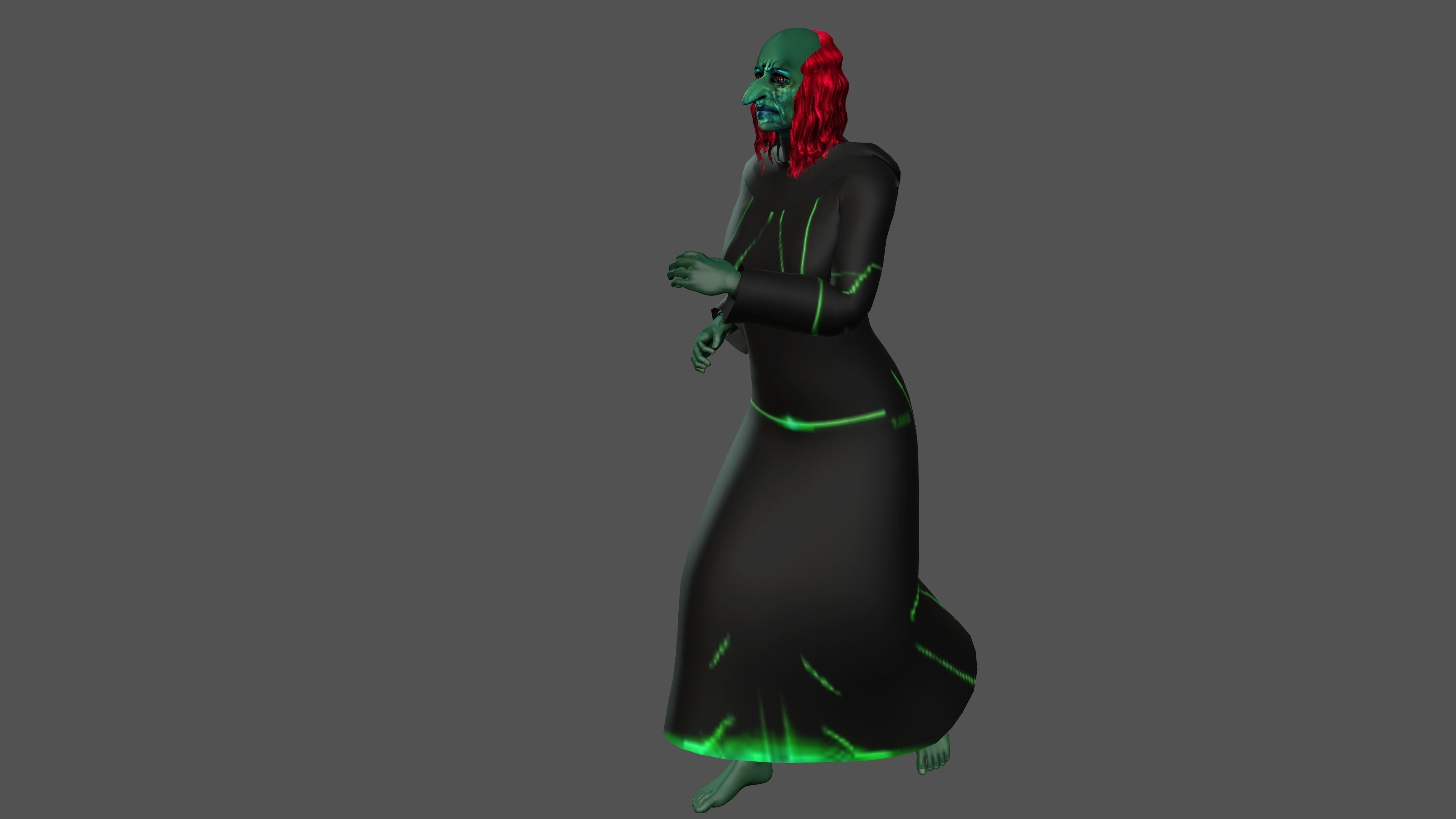 Witch with Animation 3D model_12