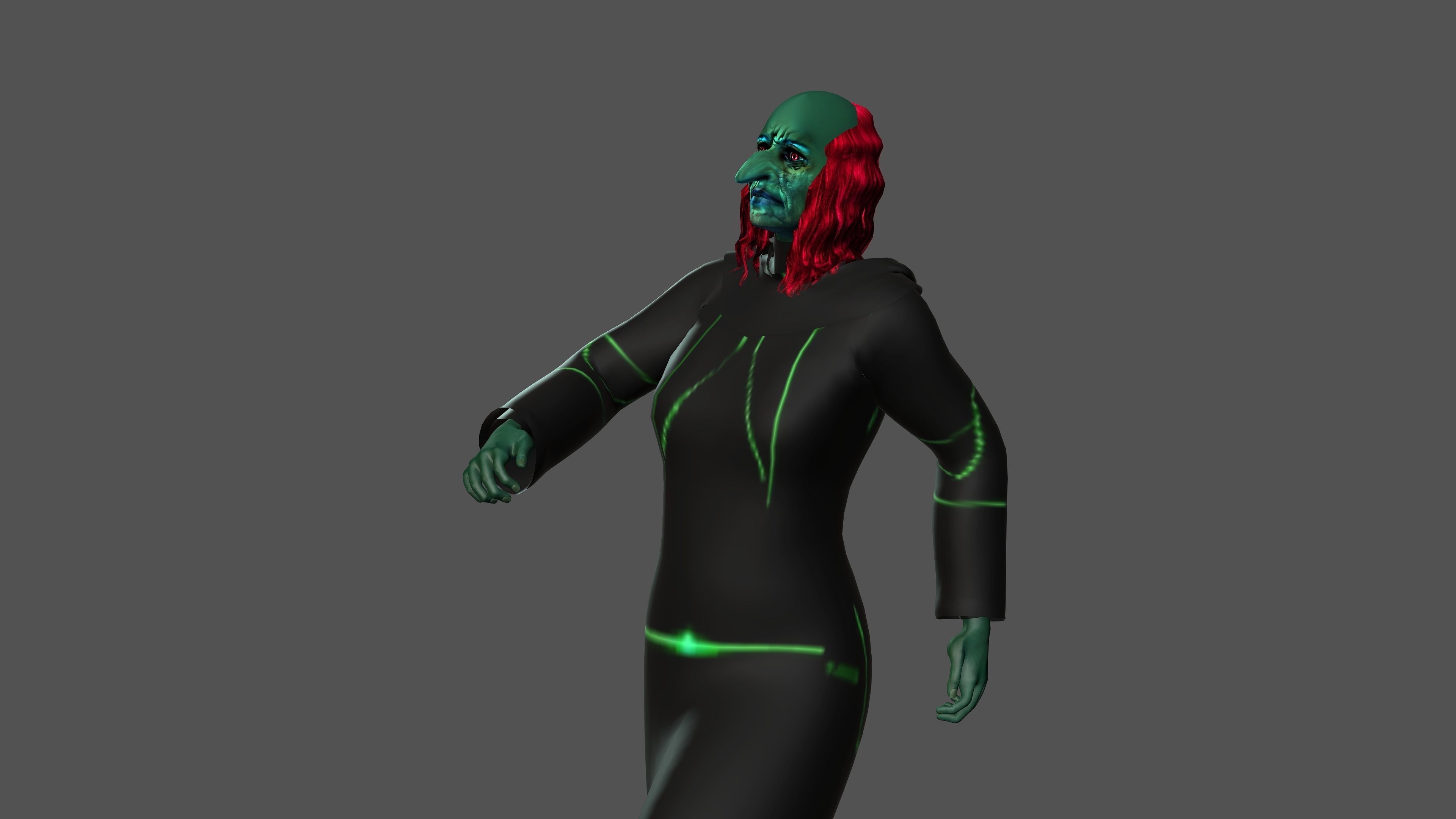 Witch with Animation 3D model_11