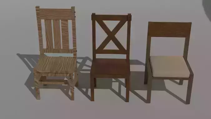Low poly chair 3d model wooden Free low-poly 3D model