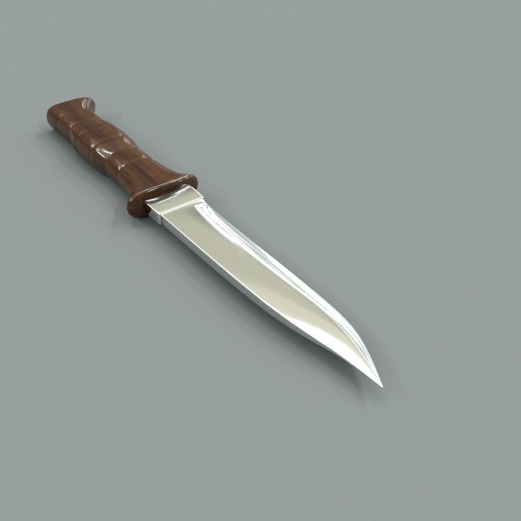 Knife with wooden handle 3D model_2