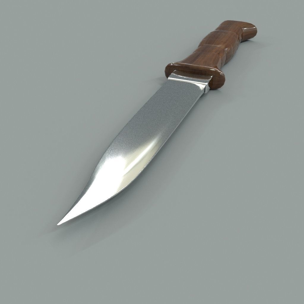 Knife with wooden handle 3D model_1
