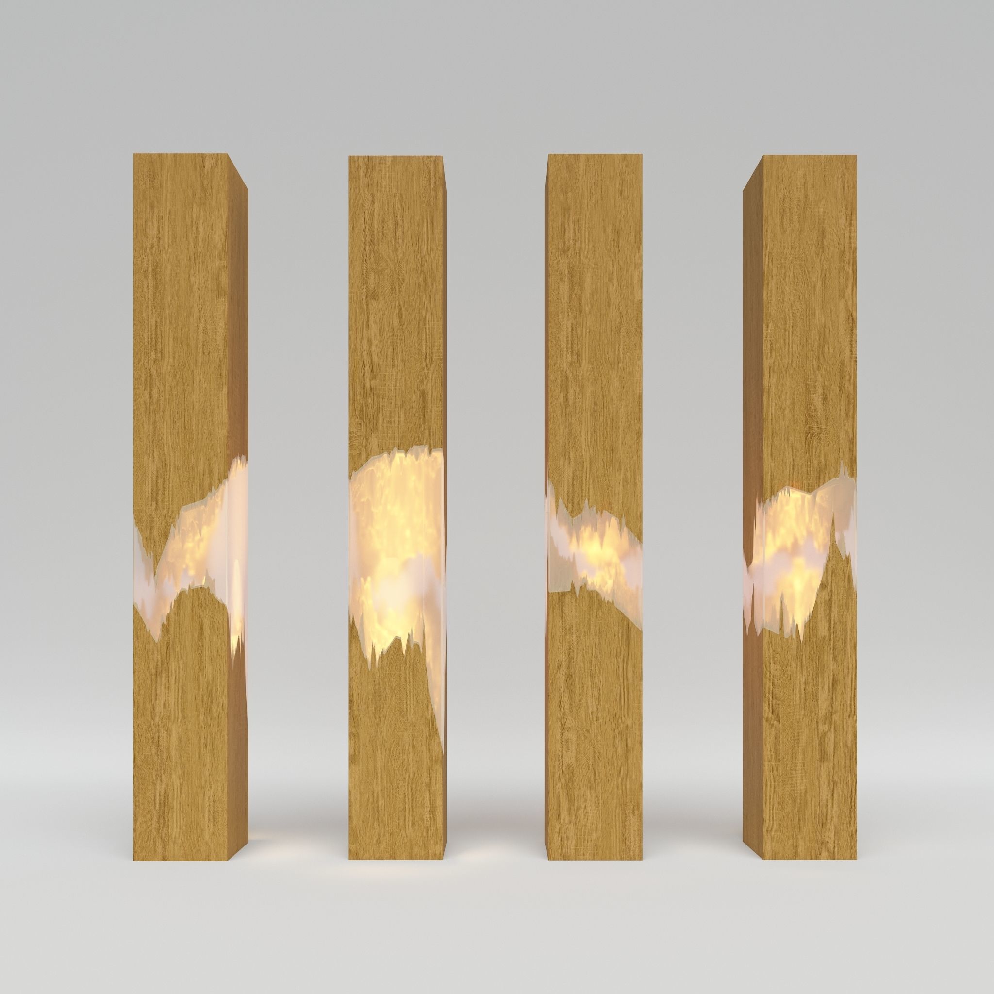 Epoxy Wood Fairylight  Columns 3D model_2