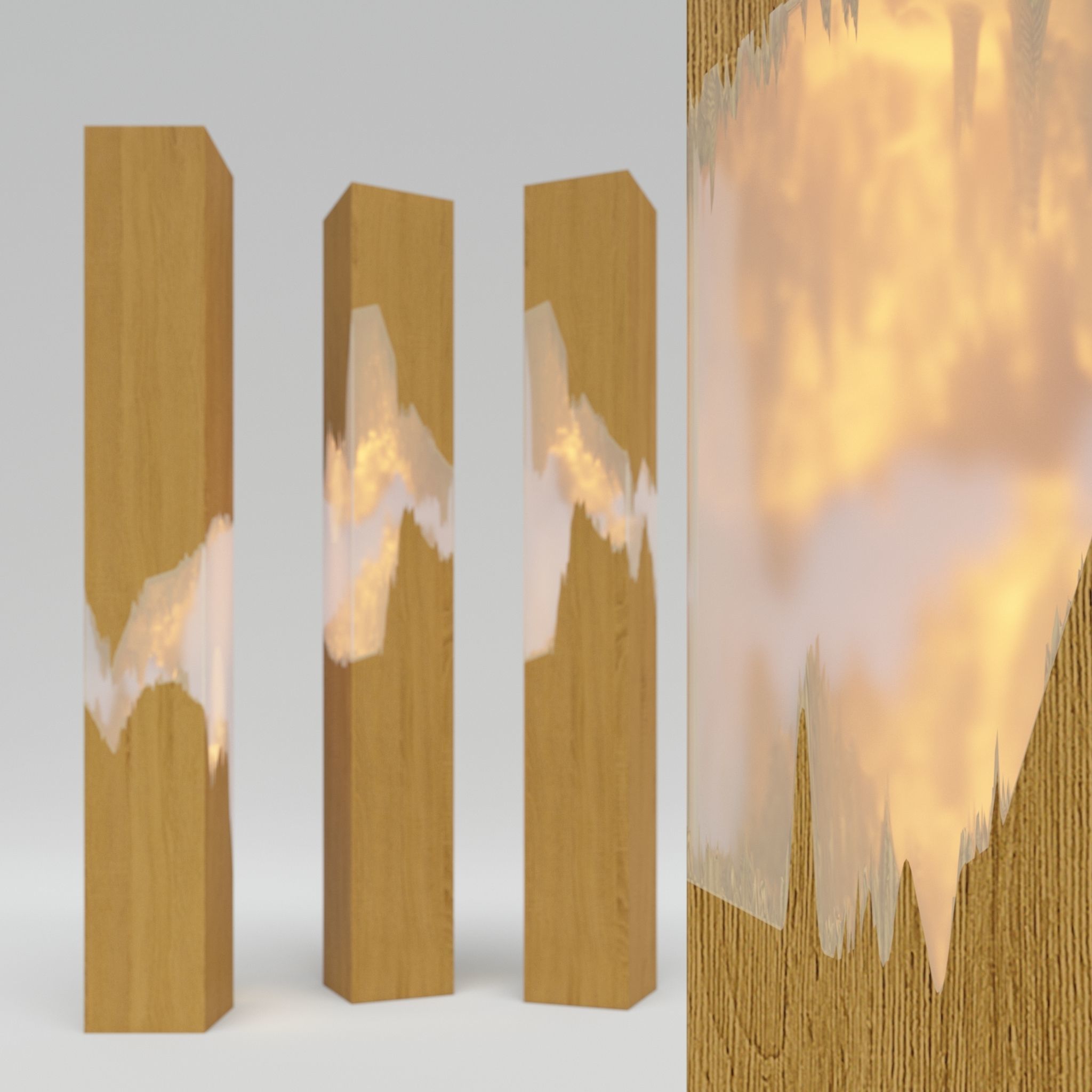 Epoxy Wood Fairylight  Columns 3D model_1