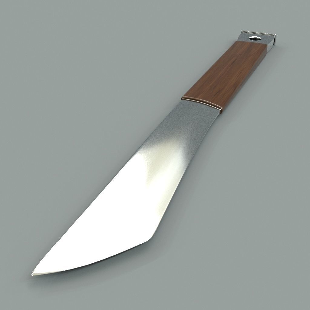 Knife with wooden handle 3D model_2