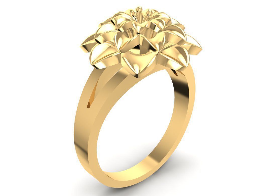 24k flower ring 2838 3D print model_4