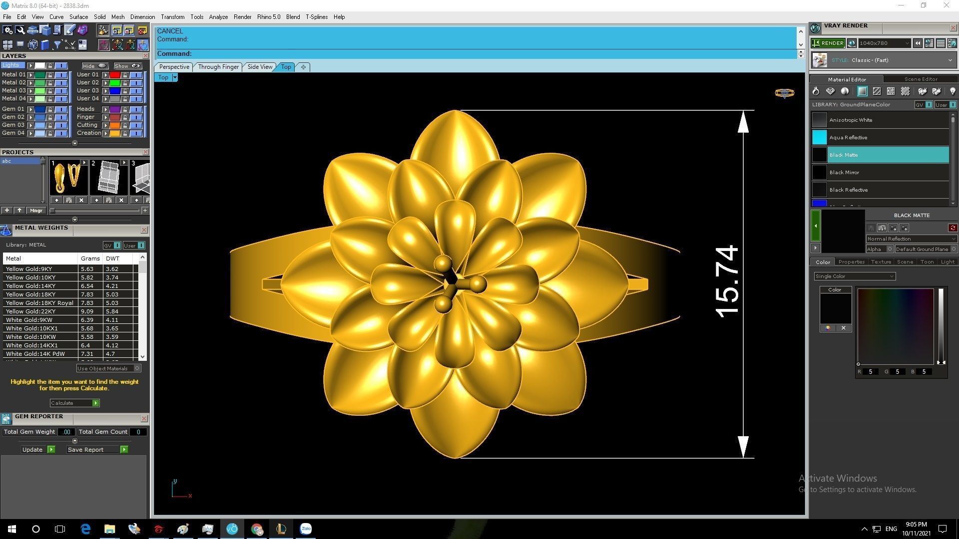 24k flower ring 2838 3D print model_3