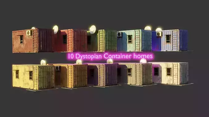 Dystopian Container Buildings - Gameready - 4K Textures