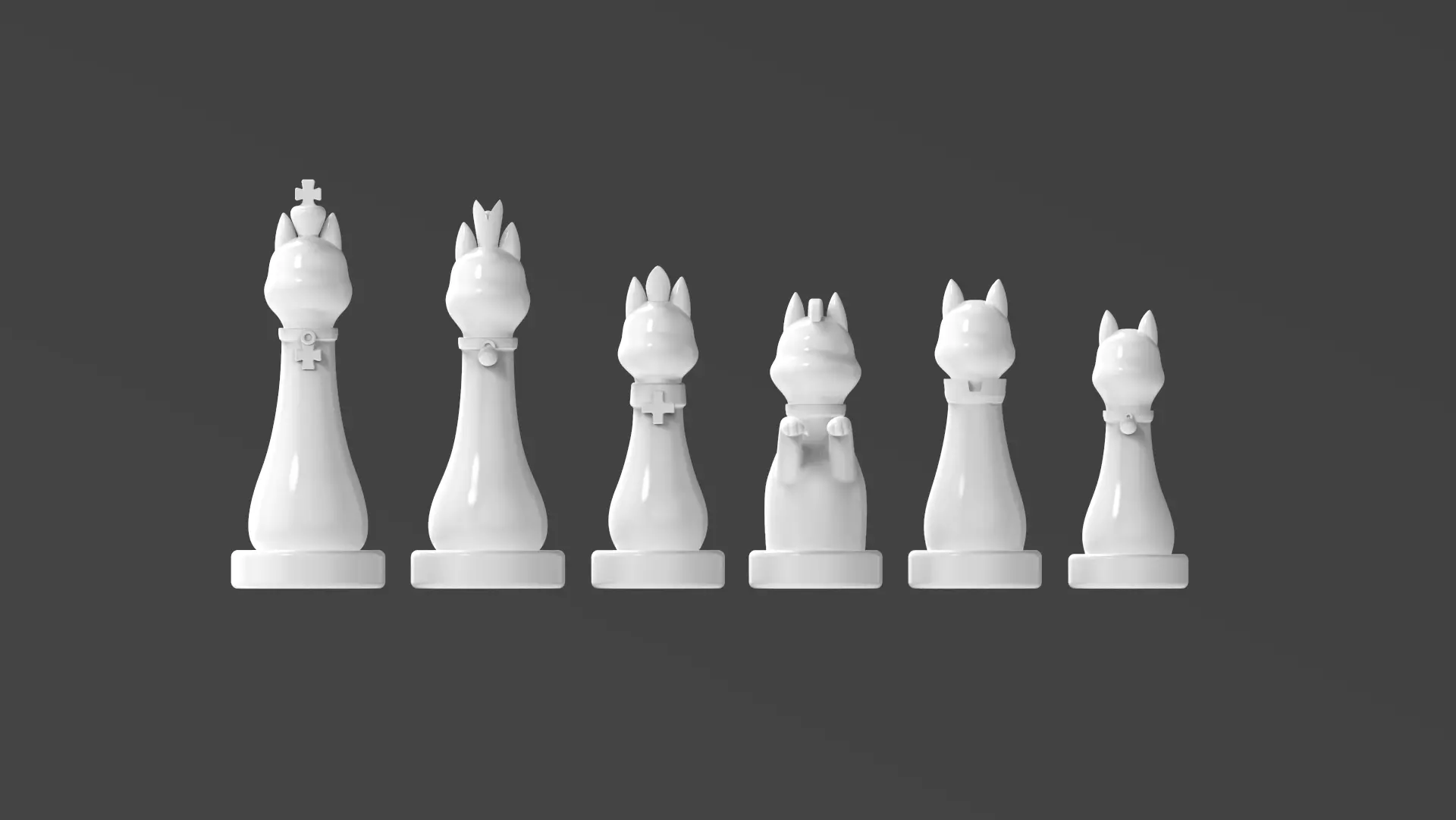 Royal Cats Chess Pieces 3D print model_0