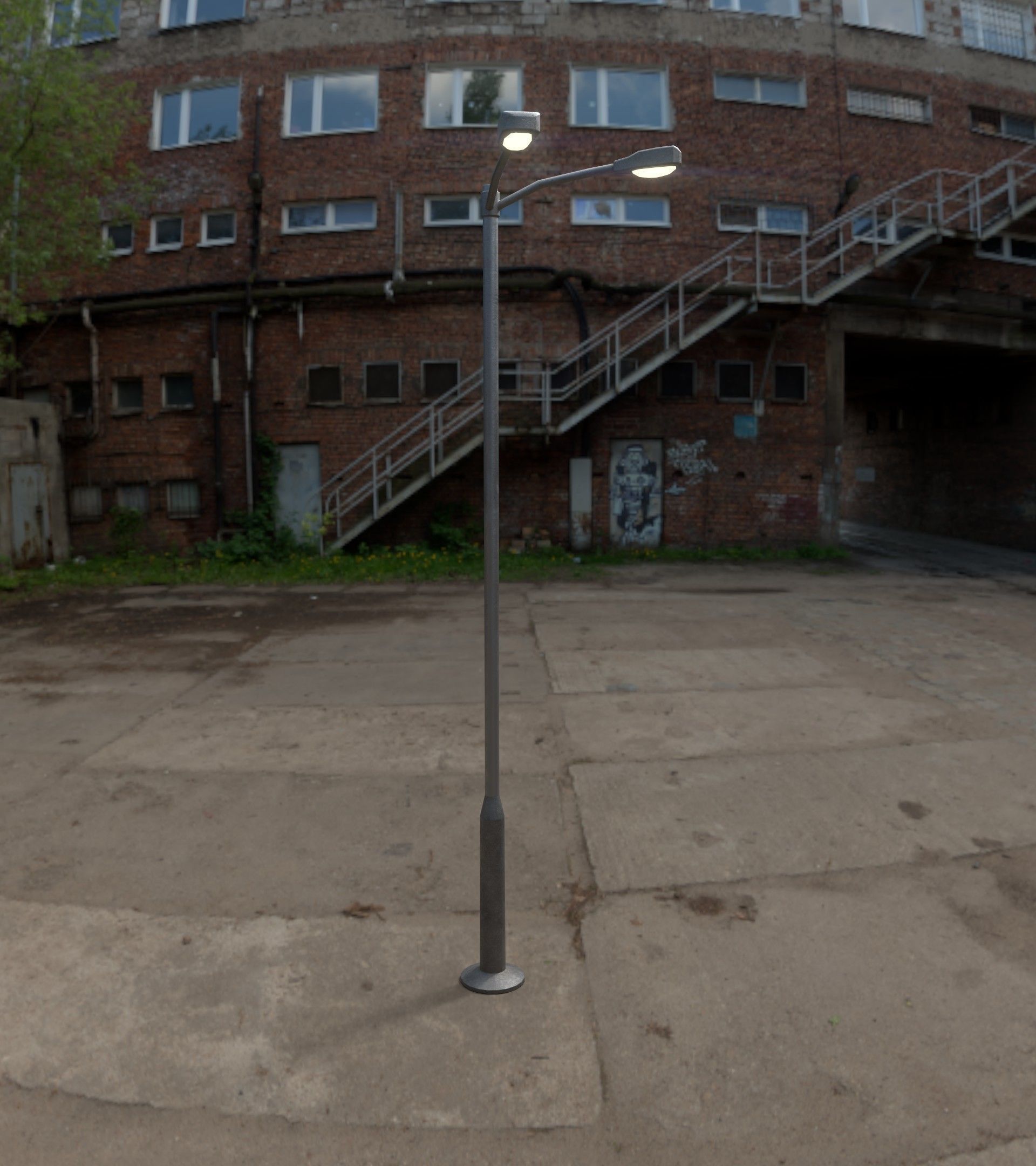 Double Highway Light 1 Low-poly 3D model_4