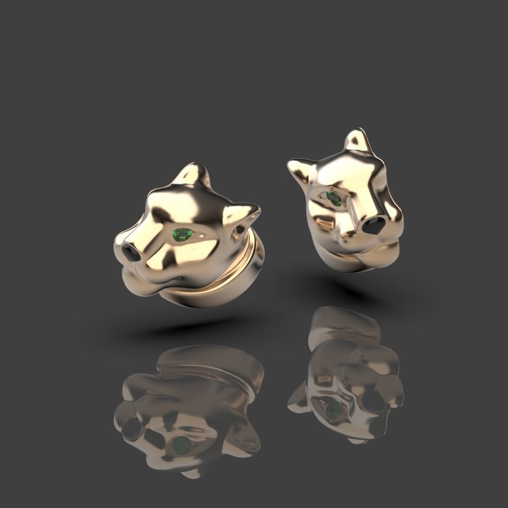 Panther Earrings 3D print model_2