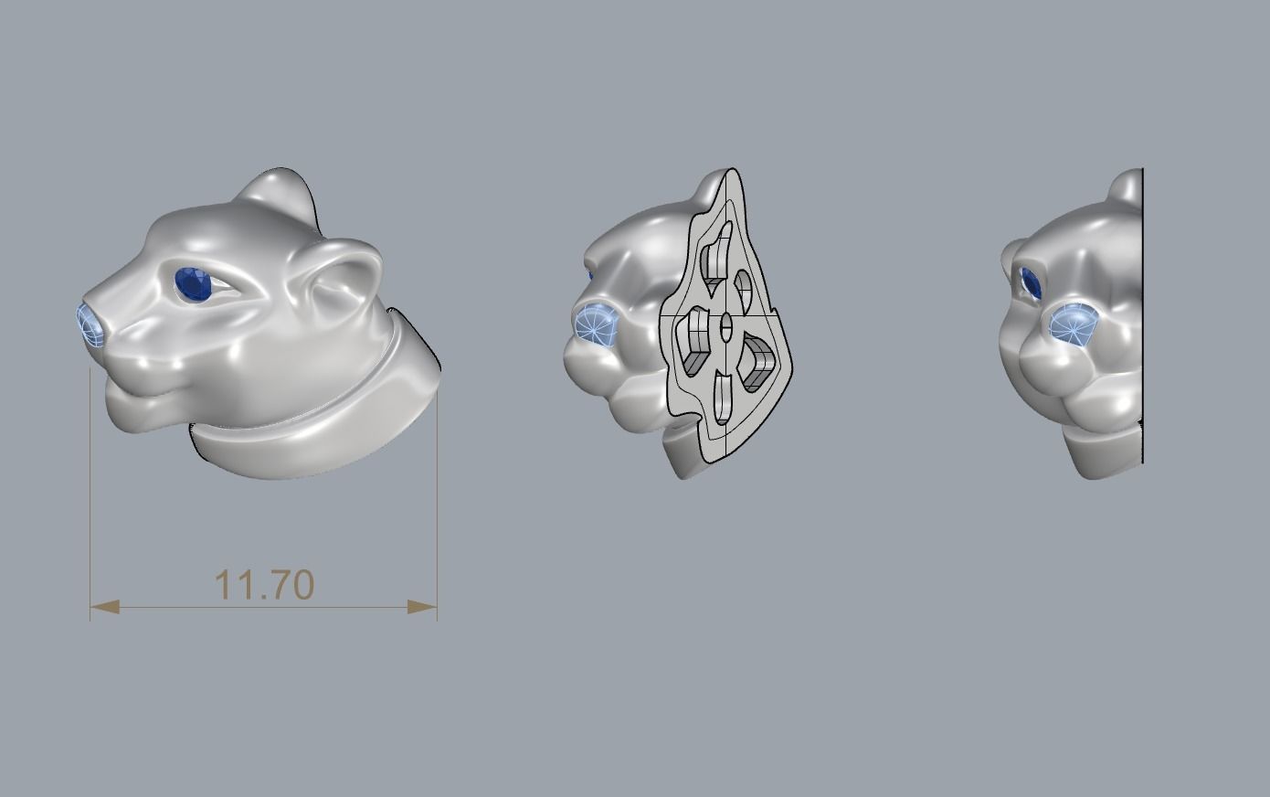 Panther Earrings 3D print model_12