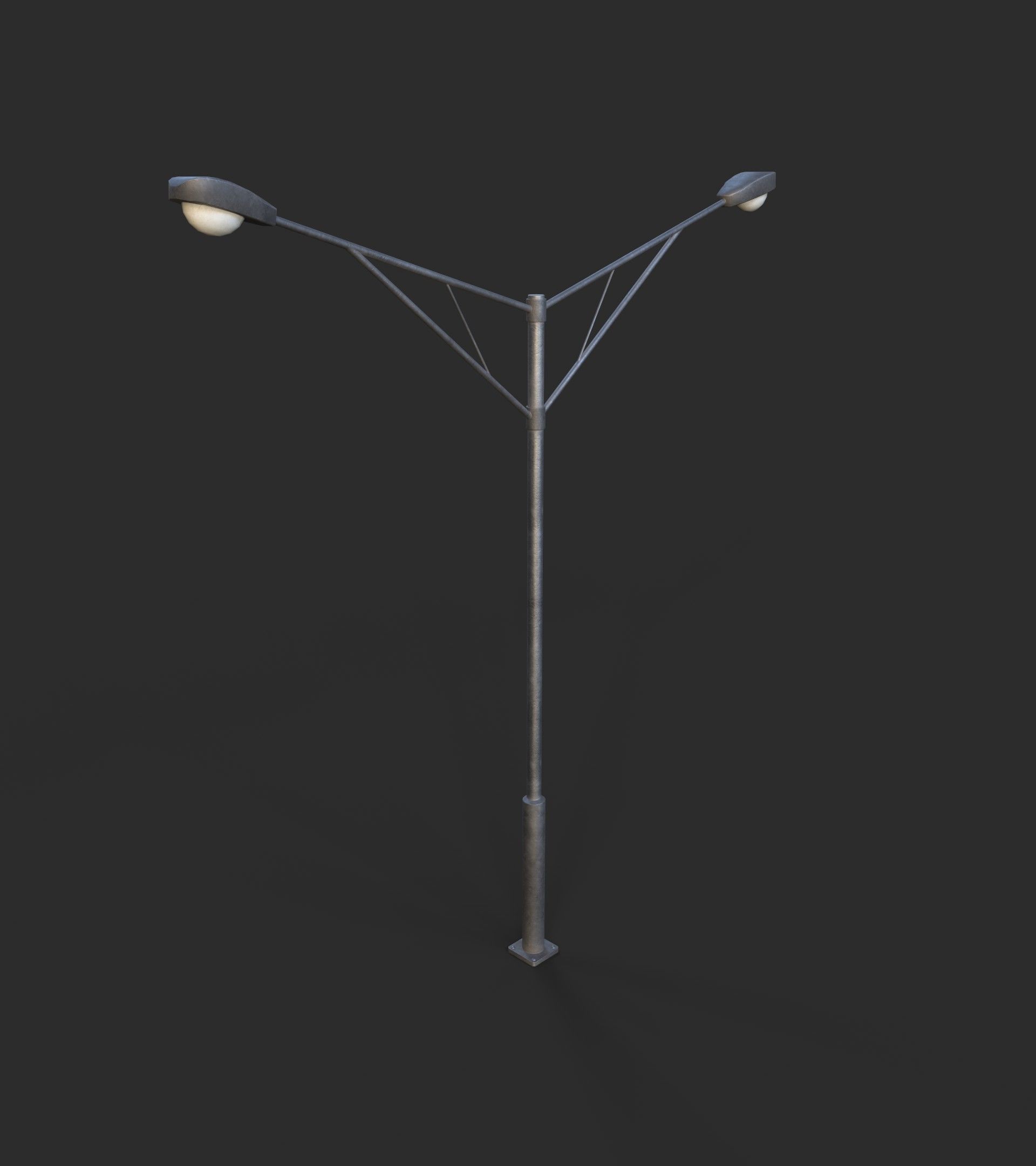 Double Highway Light 2 Low-poly 3D model_2