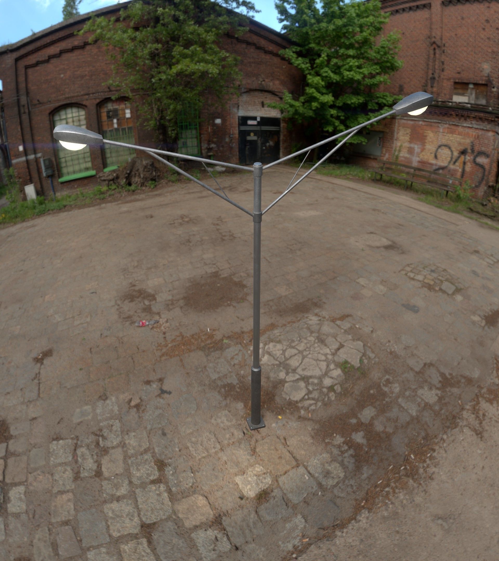 Double Highway Light 2 Low-poly 3D model_4