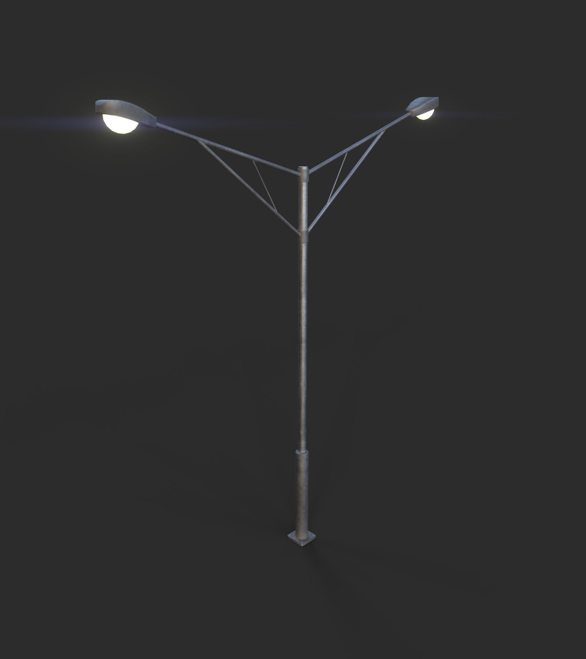 Double Highway Light 2 Low-poly 3D model_3