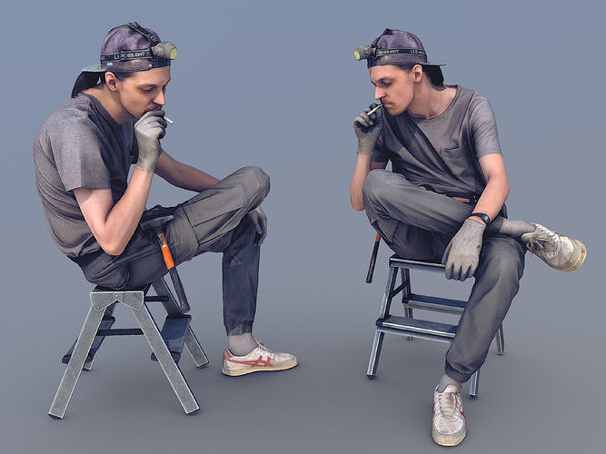 Photorealistic Construction Worker Character 3D model