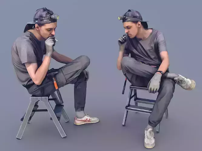 Photorealistic Construction Worker Character 3D model